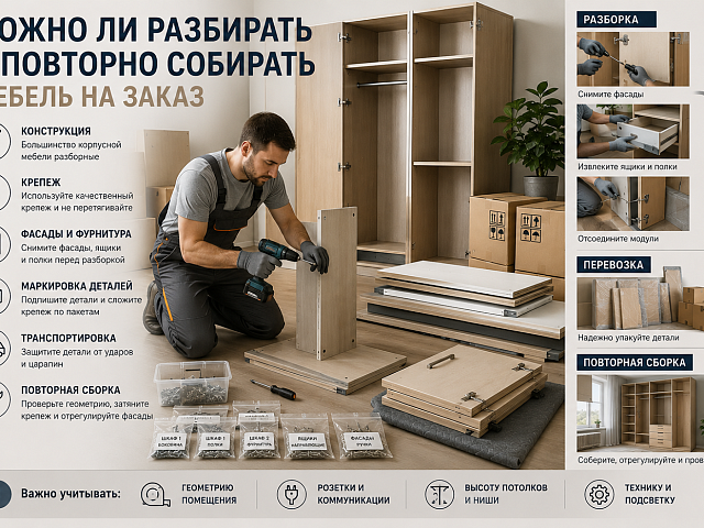 Можно ли разбирать и повторно собирать мебель на заказ