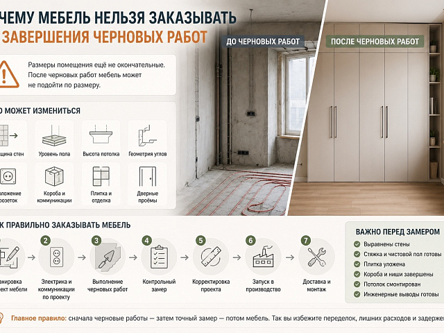 Почему мебель нельзя заказывать до завершения черновых работ