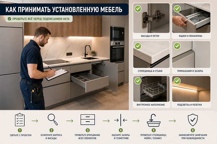 Как принимать установленную мебель: подробный чек-лист заказчика