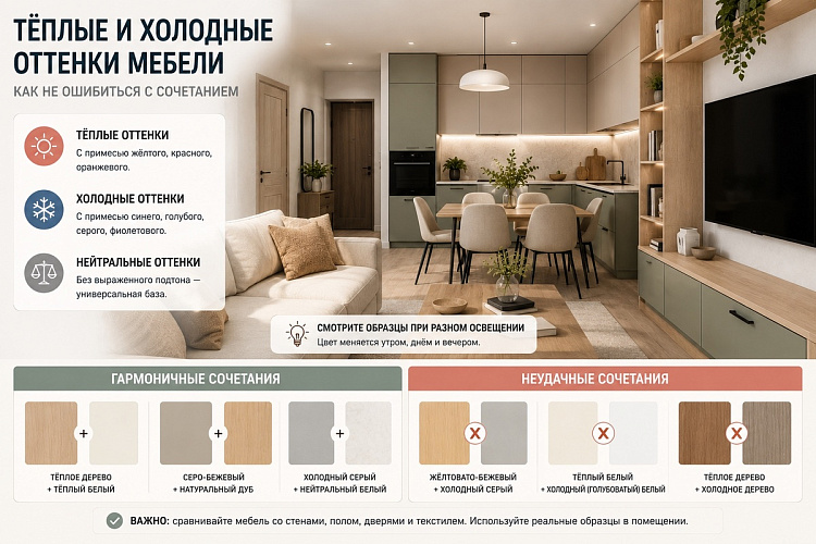 Тёплые и холодные оттенки мебели: как не ошибиться с сочетанием