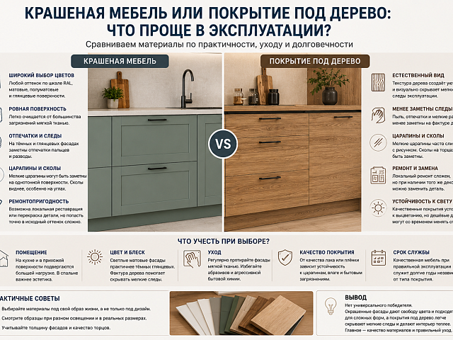 Крашеная мебель или покрытие под дерево: что проще в эксплуатации